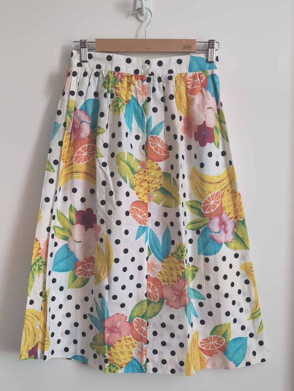 Danielle B. Vintage Tropical Polka Dot A-Line Cotton Skirt Size 4 Made in USA